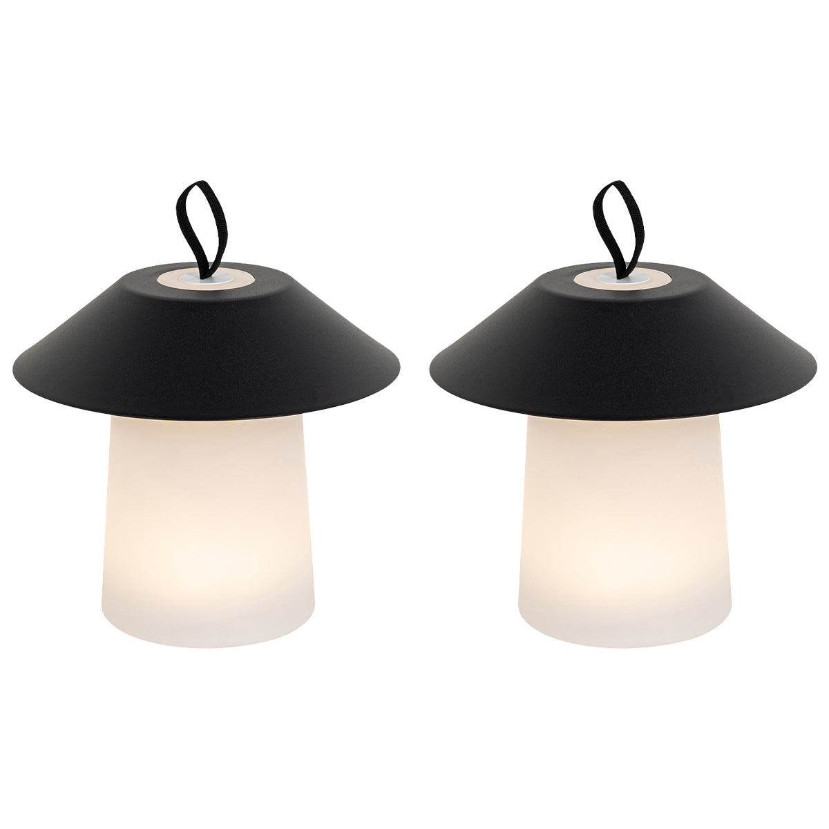 QAZQA Set van 2 tafellampen mushroom zwart incl. LED oplaadbaar -