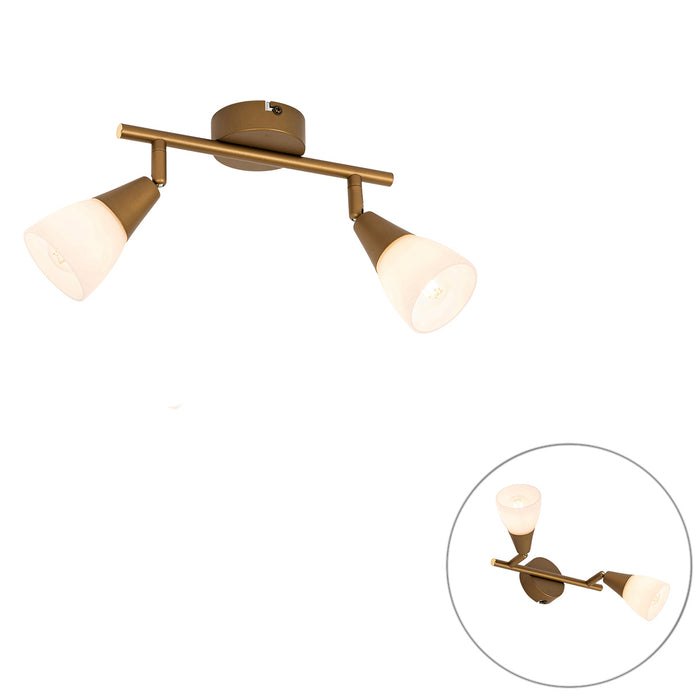 QAZQA Klassieke plafondspot goud met mat glas 2-lichts - Madi