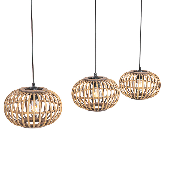 QAZQA Oosterse hanglamp bamboe 3-lichts langwerpig - Amira