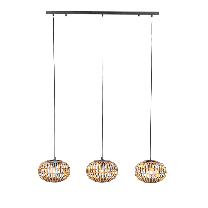 QAZQA Oosterse hanglamp bamboe 3-lichts langwerpig - Amira