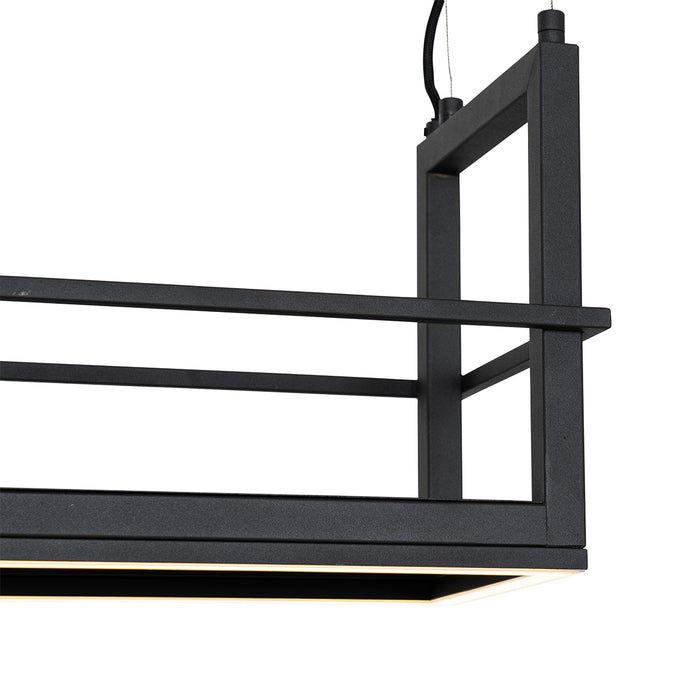 QAZQA Hanglamp zwart met rek incl. LED 3-staps dimbaar - Cage Rack
