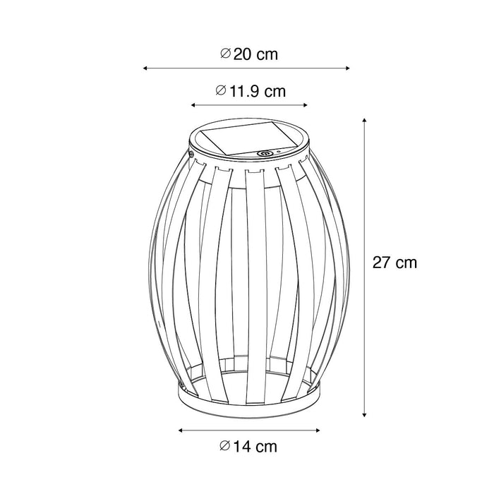 QAZQA Buiten tafellamp zwart 3-staps dimbaar solar en oplaadbaar -