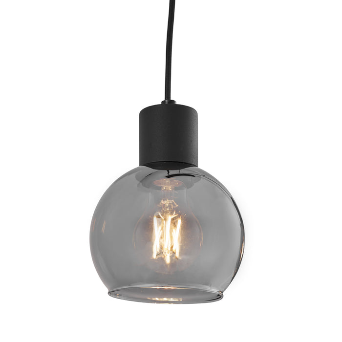 QAZQA Art Deco hanglamp zwart met smoke glas langwerpig 4-lichts -