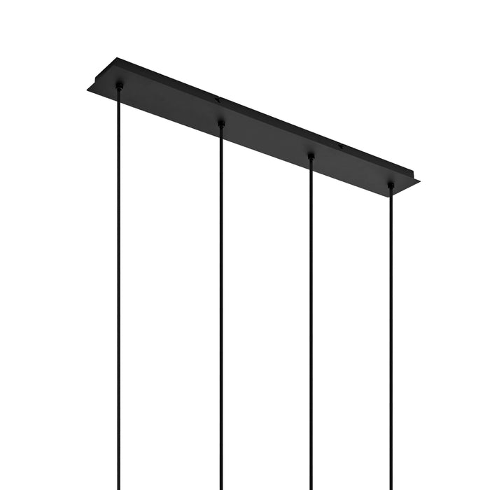 QAZQA Art Deco hanglamp zwart met smoke glas langwerpig 4-lichts -