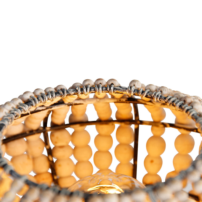 QAZQA Oosterse tafellamp beige met kralen - Moti