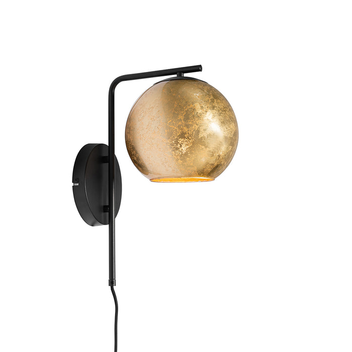 QAZQA Design wandlamp zwart met goud glas - Bert