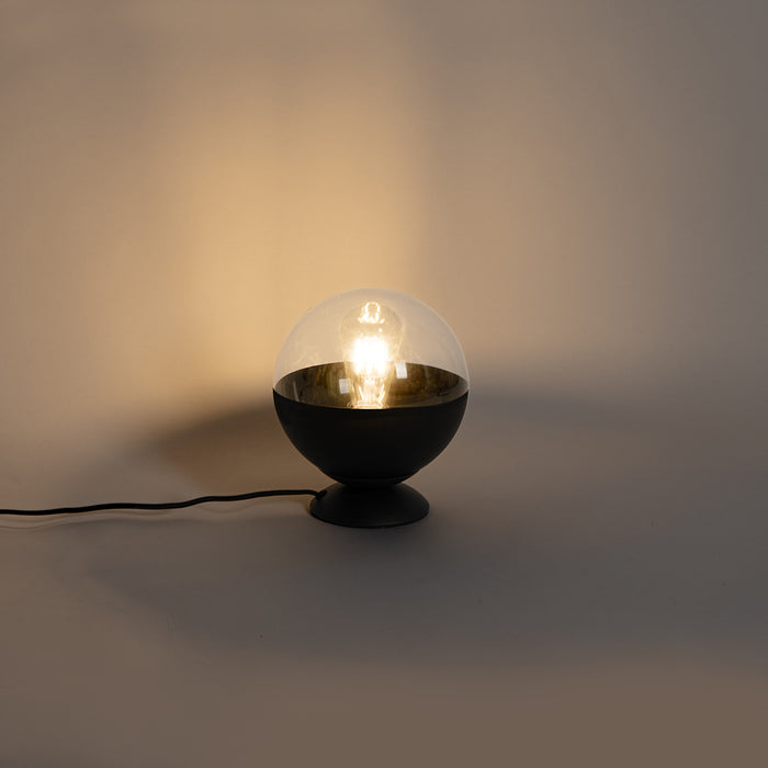 QAZQA Retro tafellamp zwart met helder glas - Eclipse