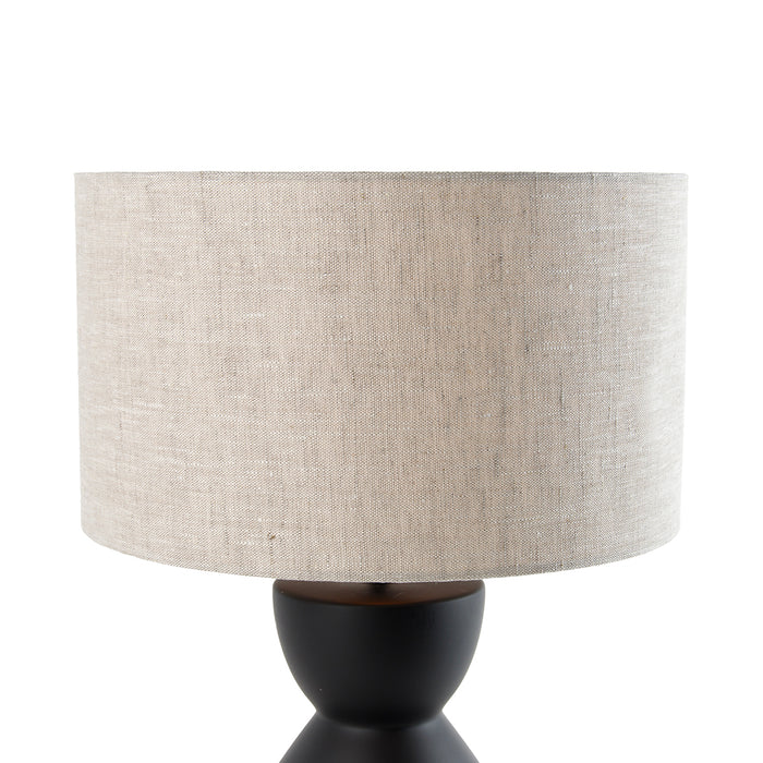 QAZQA Design tafellamp zwart 16 cm stoffen kap lichtgrijs 35 cm -