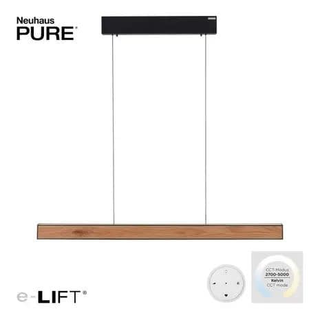 Neuhaus PURE® Hanglamp PURE E-MOTION Black - Wood e-LIFT  120cm incl.
