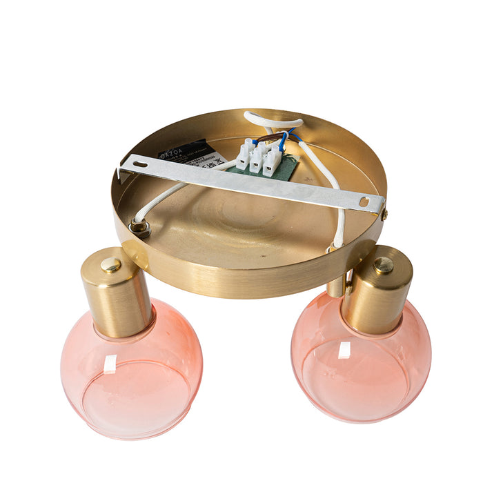 QAZQA Art Deco plafondspot goud met roze glas 3-lichts - Vidro
