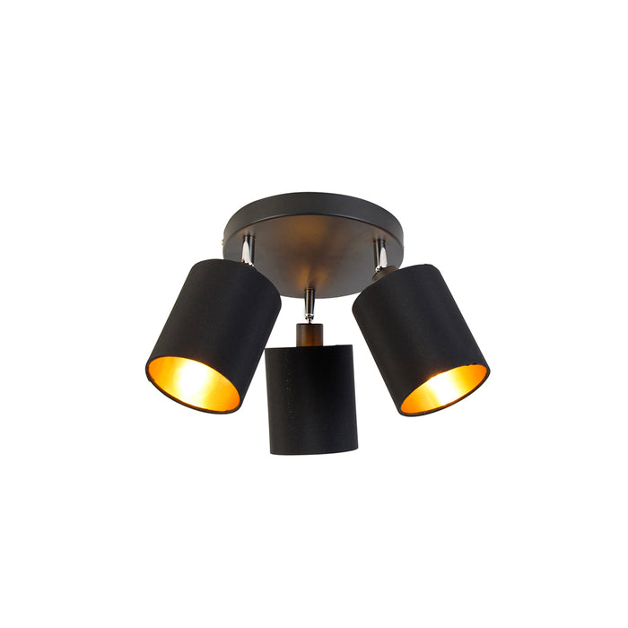 QAZQA Moderne spot zwart met gouden binnenkant 3-lichts - Lofty
