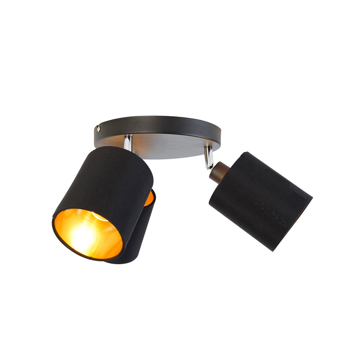 QAZQA Moderne spot zwart met gouden binnenkant 3-lichts - Lofty