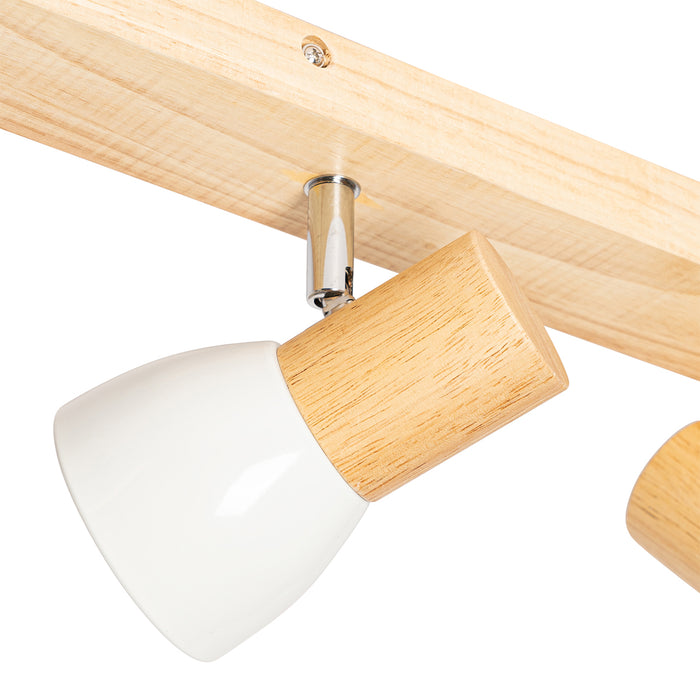 QAZQA Plafondspot hout met wit verstelbaar 4-lichts - Thorin