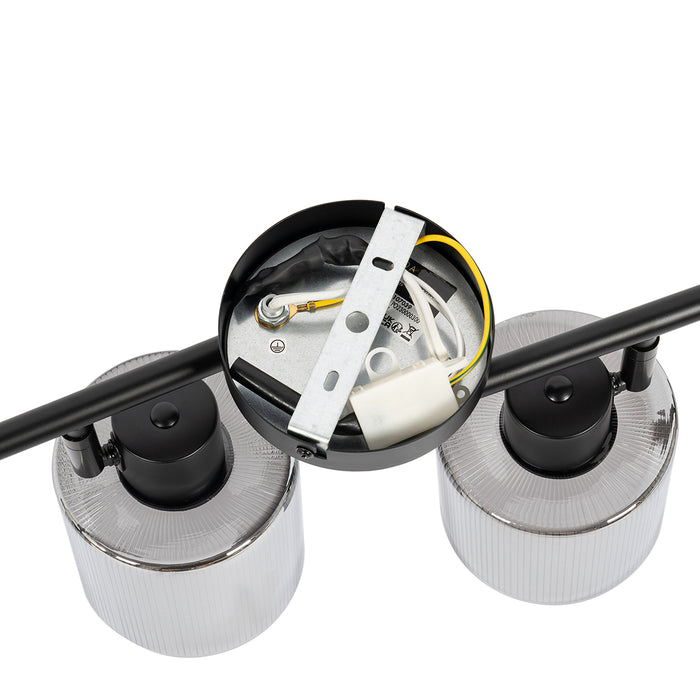 QAZQA Plafondspot zwart met smoke glas 4-lichts verstelbaar - Laura