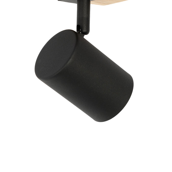 QAZQA Moderne spot zwart met hout verstelbaar vierkant - Jeana