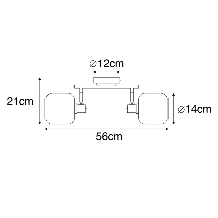 QAZQA Plafondspot zwart met goud met smoke glas 2-lichts - Zuzanna
