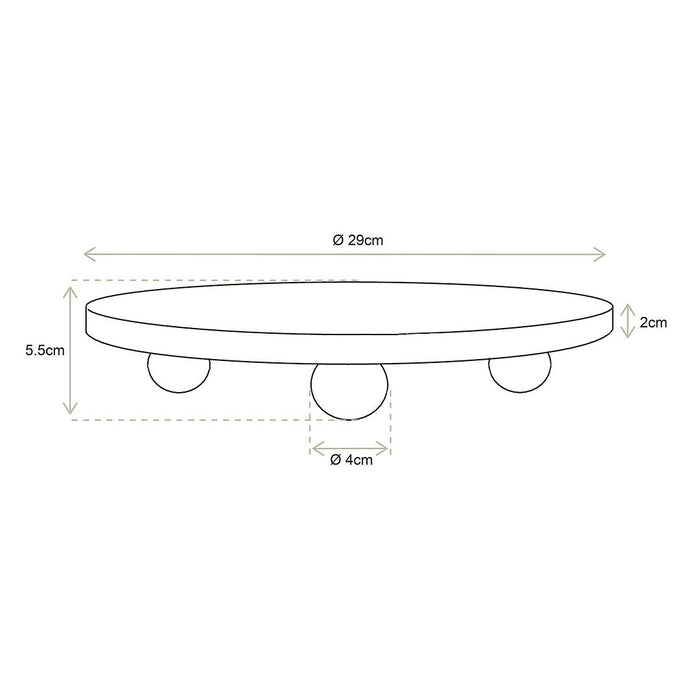vtwonen Dienblad met Voet - Hout - Zwart - 29 cm