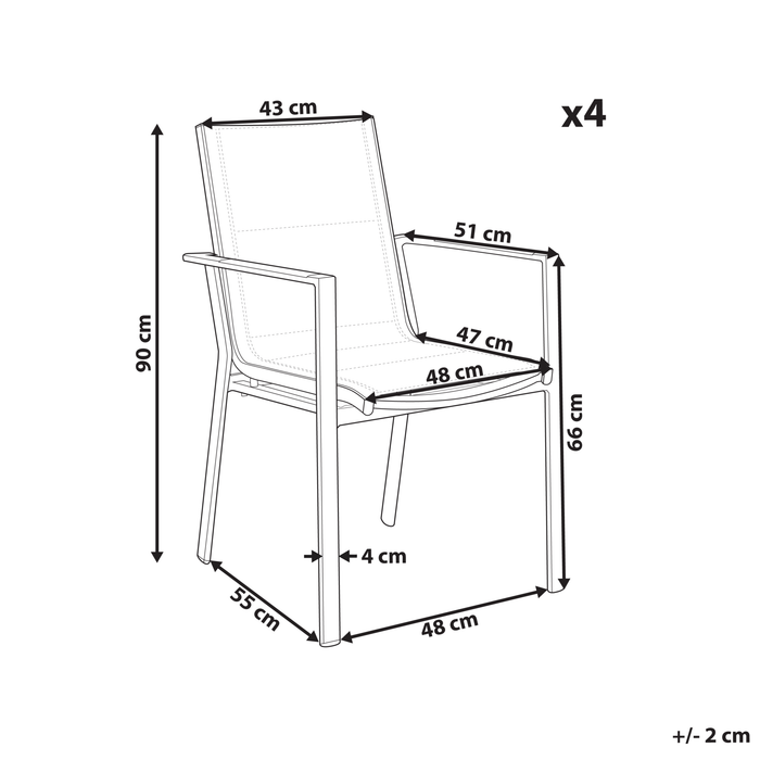 Beliani - BUSSETO - Tuinstoel set van 4 - Grijs - Aluminium