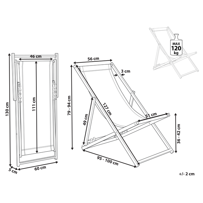 Beliani - LOCRI II - Strandstoel - Wit|Grijs - Polyester