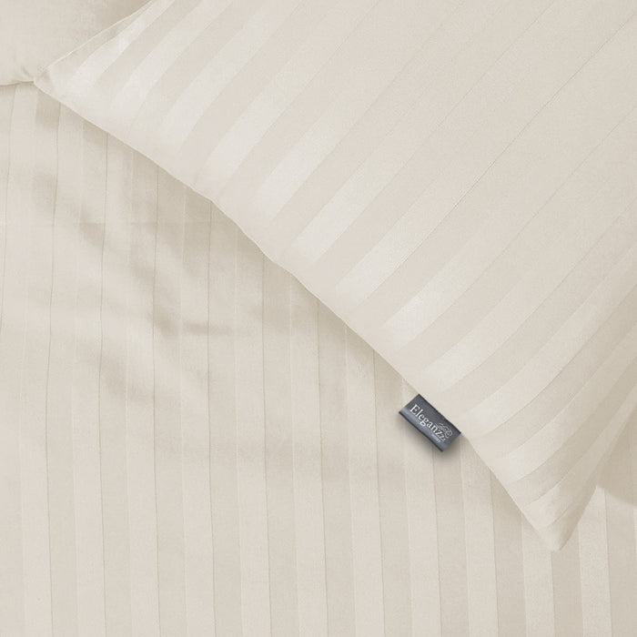 Elegance Dekbedovertrek Hotel Kwaliteit Satijn Streep ivoor