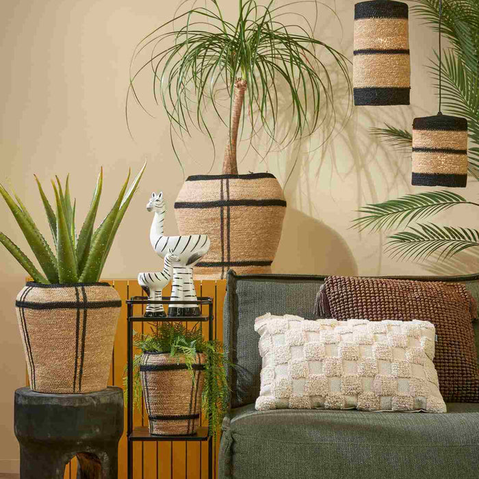 Mica Decorations Jinx Hanglamp - H20 x Ø15 cm - Jute - Zwart