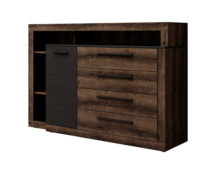 Meubella Dressoir Borna - Donker eiken - Grijs eiken - 161 cm