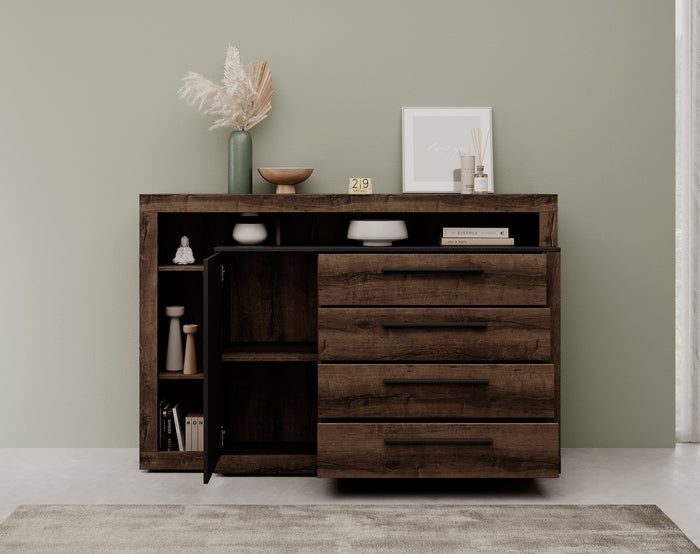 Meubella Dressoir Borna - Donker eiken - Grijs eiken - 161 cm