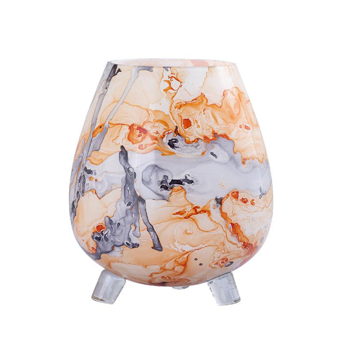 PTMD Windlicht Jamillia - 19x19x21 cm - Glas - Oranje