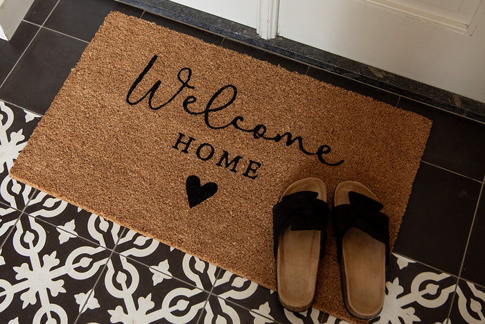 Clayre & Eef Deurmat 75x45 cm Bruin Kokosvezel PVC WELCOME HOME