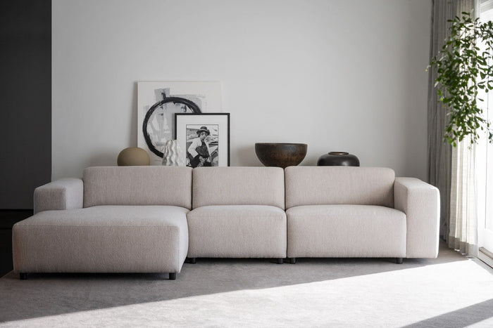 Rowico Home Willard 4-zits Hoekbank Links - Lichtbeige Stof