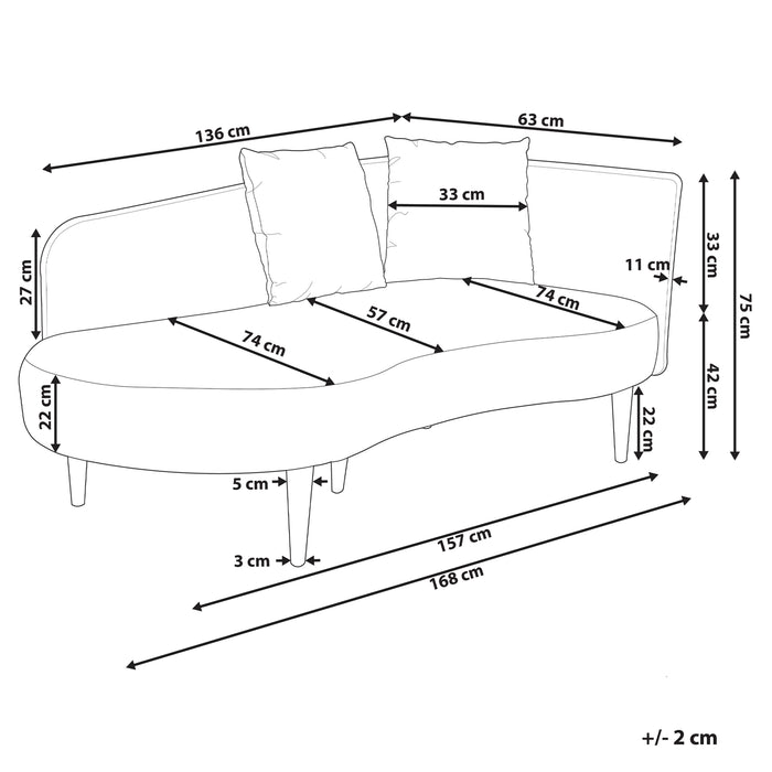 Beliani-CHAUMONT-Chaise longue-Off-white-Rechtszijdig-Fluweel