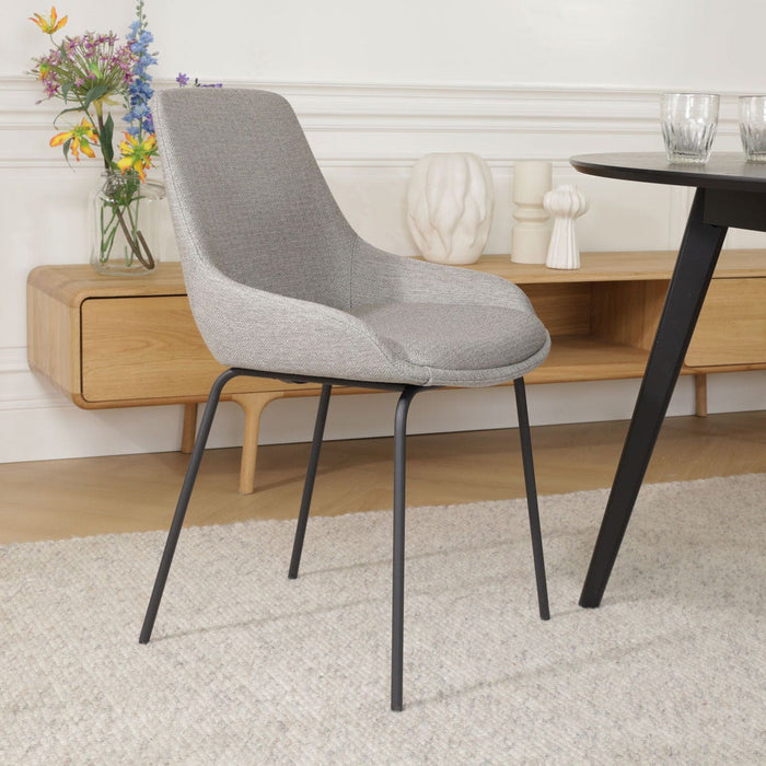 Nolon Nora-Isa Eetkamerstoel Warm Grijs - Stof - Zwart Onderstel