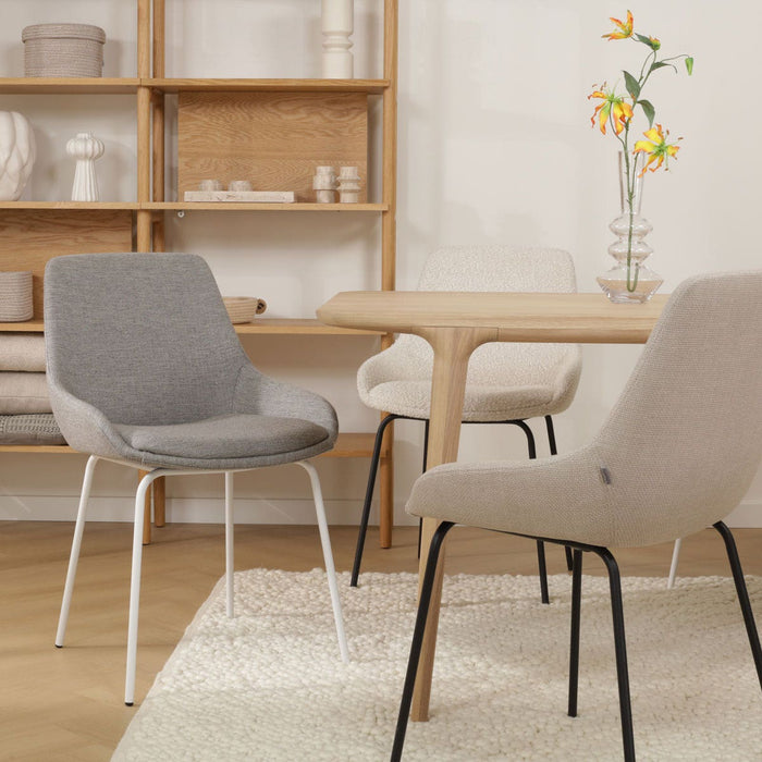 Nolon Nora-Isa Eetkamerstoel Warm Grijs - Stof - Zwart Onderstel