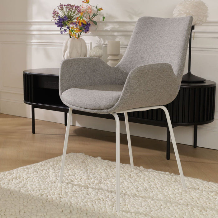 Nolon Nora-Eef Eetkamerstoel Warm Grijs - met Armleuning - Wit