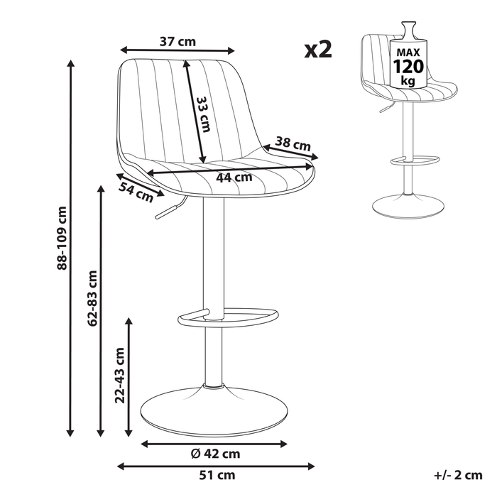 Beliani - DUBROVNIK - Barkruk set van 2 - Goudbruin - Kunstleer