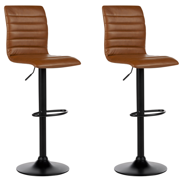 Beliani - LUCERNE II - Barkruk set van 2 - Goudbruin - Kunstleer