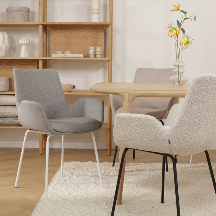 Nolon Nora-Eef Eetkamerstoel Warm Grijs - met Armleuning - Zwart