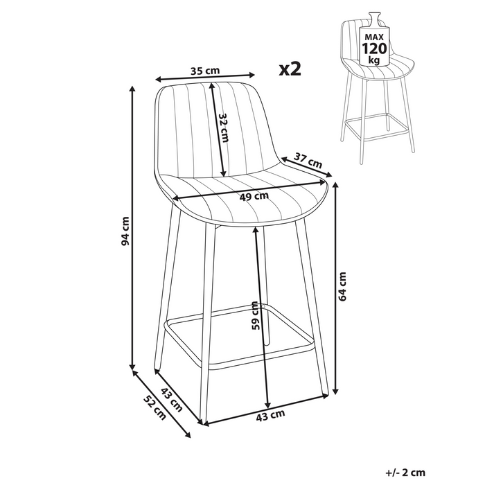 Beliani - DUBROVNIK - Barkruk set van 2 - Smaragdgroen - Fluweel