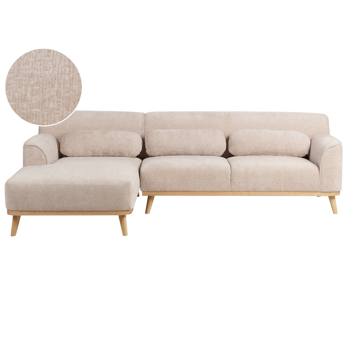 Beliani - SIMOS - Hoekbank - Beige - Rechtszijdig - Chenille