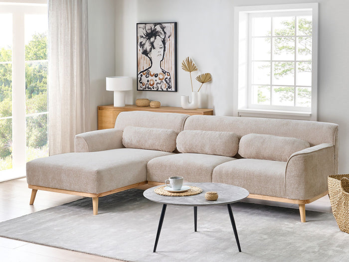 Beliani - SIMOS - Hoekbank - Beige - Rechtszijdig - Chenille