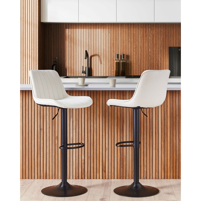 Beliani-DUBROVNIK-Barkruk verstelbaar set van 2-Lichtbeige-Fluweel