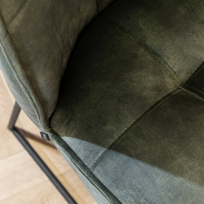 Bronx71 Velvet barkruk Janna groen 82 cm