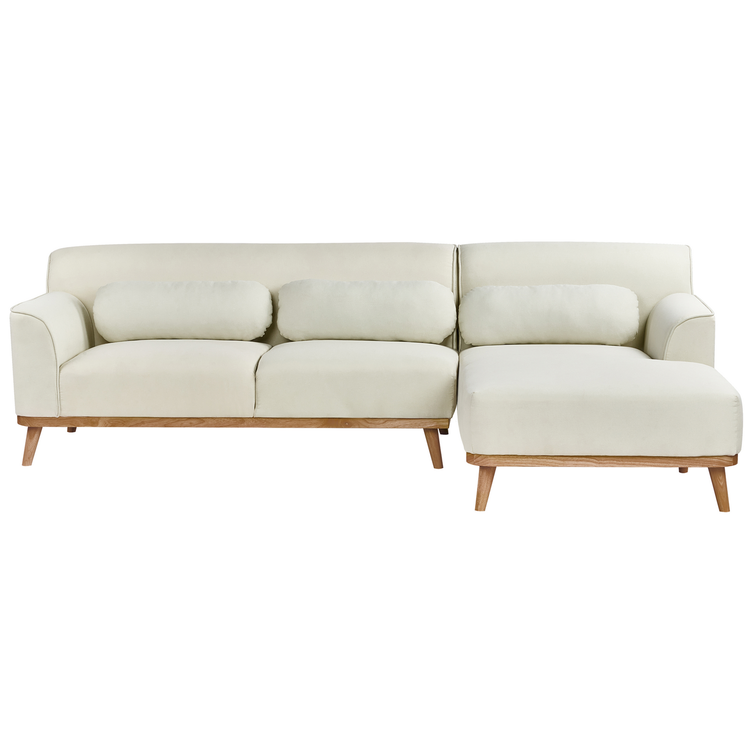 Beliani - SIMOS - Hoekbank - Gebroken wit - Linkszijdig - Polyester