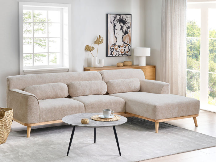 Beliani - SIMOS - Hoekbank - Beige - Linkszijdig - Chenille
