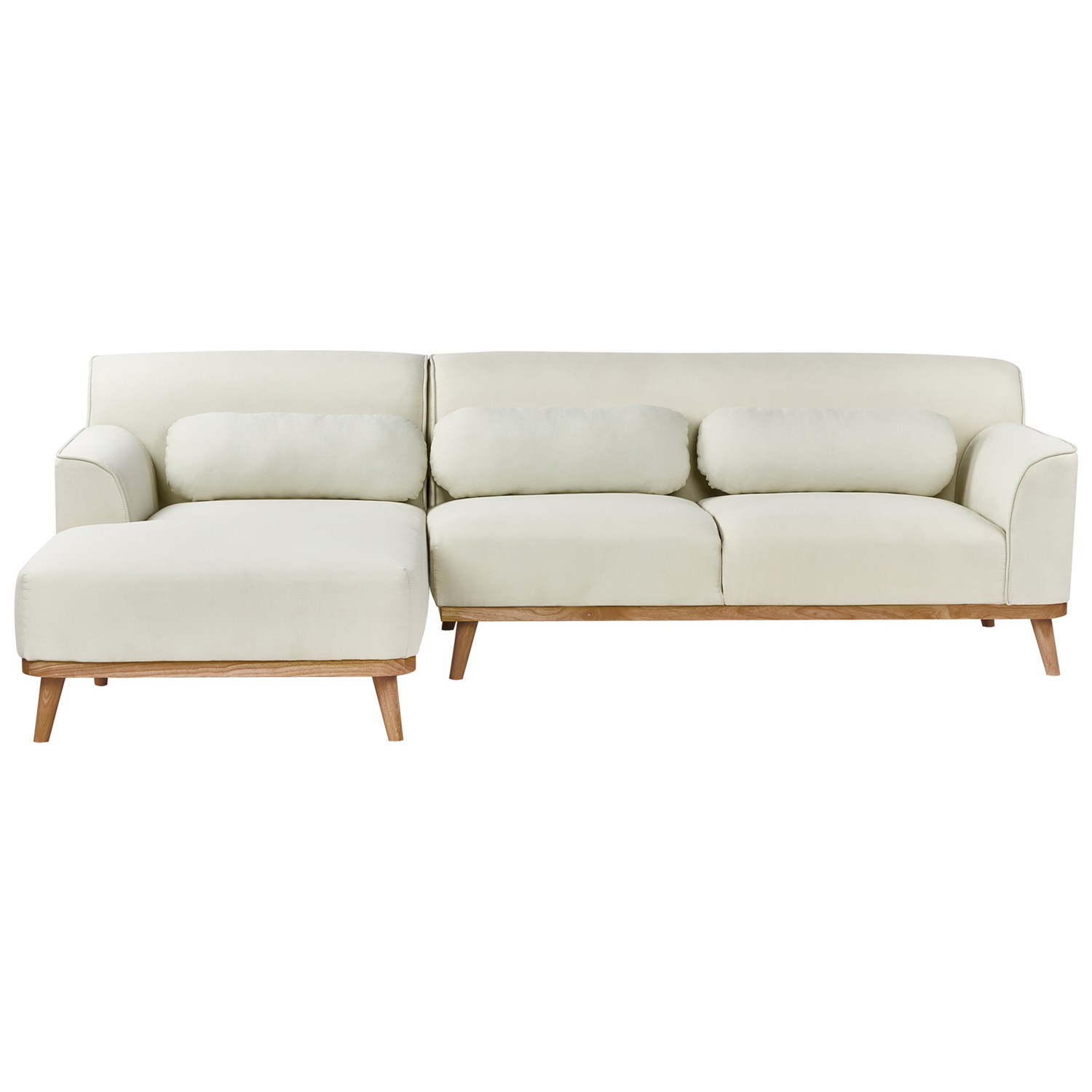 Beliani - SIMOS - Hoekbank - Gebroken wit - Rechtszijdig - Polyester