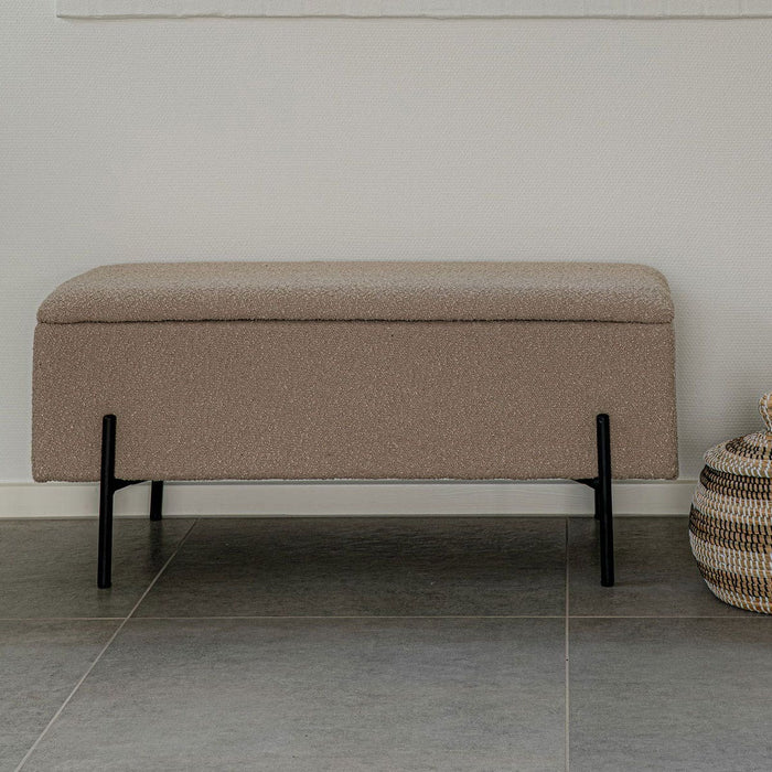 Artichok Marlou bouclé bankje met opbergruimte beige - 95 x 46 cm