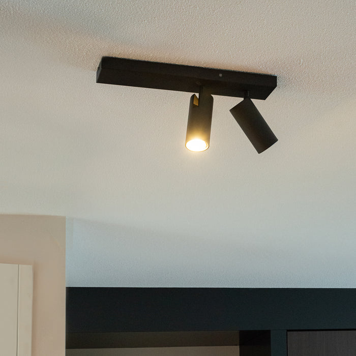 QAZQA Moderne plafondspot zwart 2-lichts verstelbaar - Renna