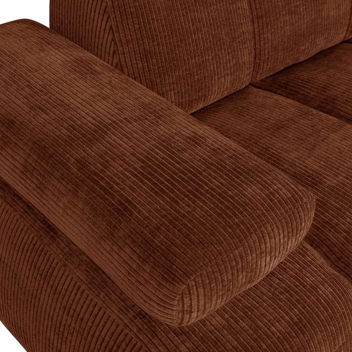 WOOOD Mojo 1,5-Zits Bank Met Arm Links - Ribstof - Roest Bruin