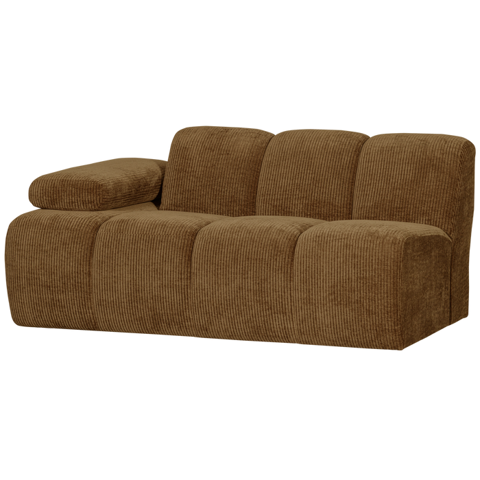 WOOOD Mojo 1,5-Zits Bank Met Arm Links - Ribstof - Geel - 74x160x97