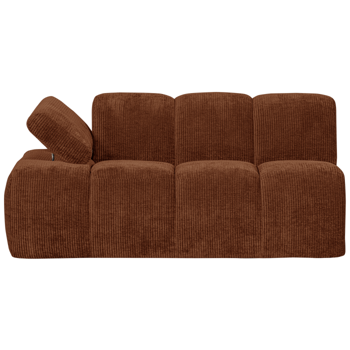 WOOOD Mojo 1,5-Zits Bank Met Arm Links - Ribstof - Roest Bruin